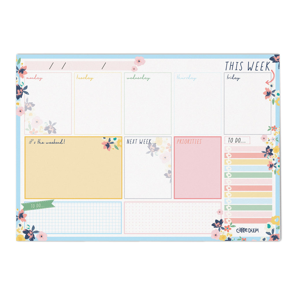 Pukka Pad, Carpe Diem Personal Planner with Weekly, Monthly Undated  Inserts, 8 X 7.5 X 1.4 Inches, Feathers