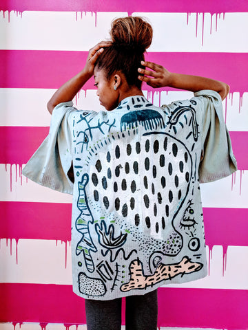 Kimono Zulu Artist Collaboration x Shelbi Nicole Reimagined Vintage Kimono "Dot Party"