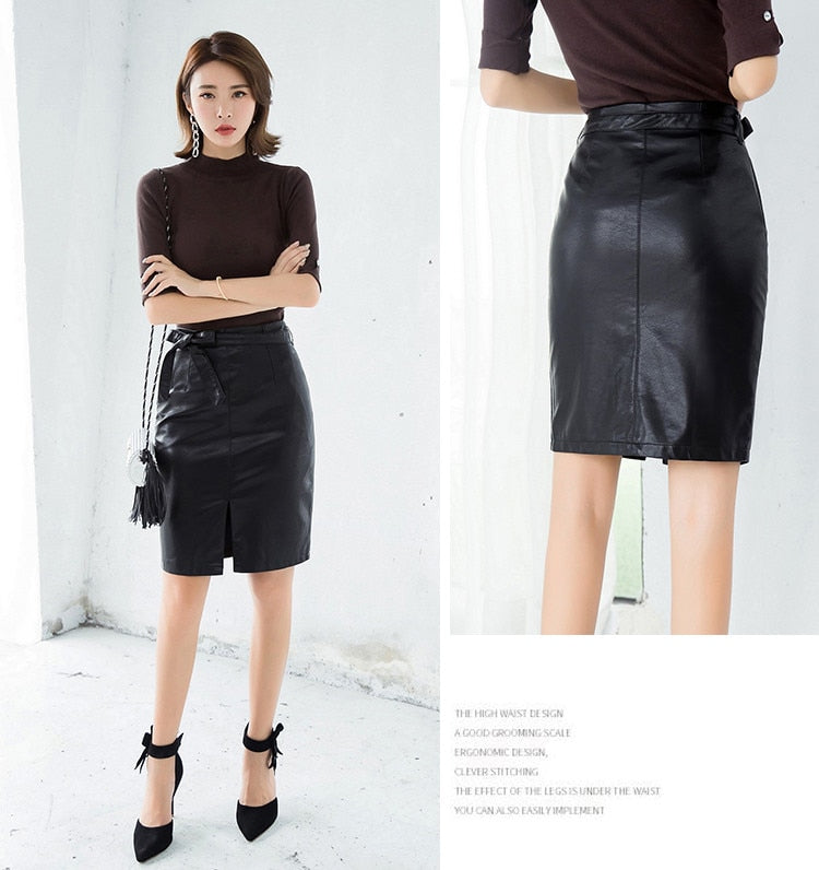 long black leather skirt