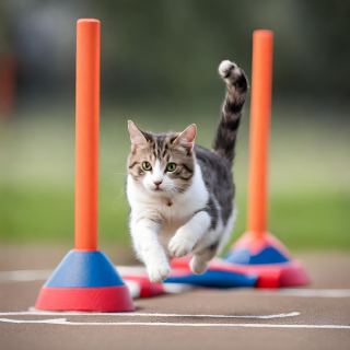 cat on agility training