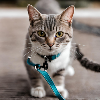 cat on leash training