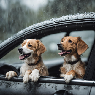 dog on trip during rainy days