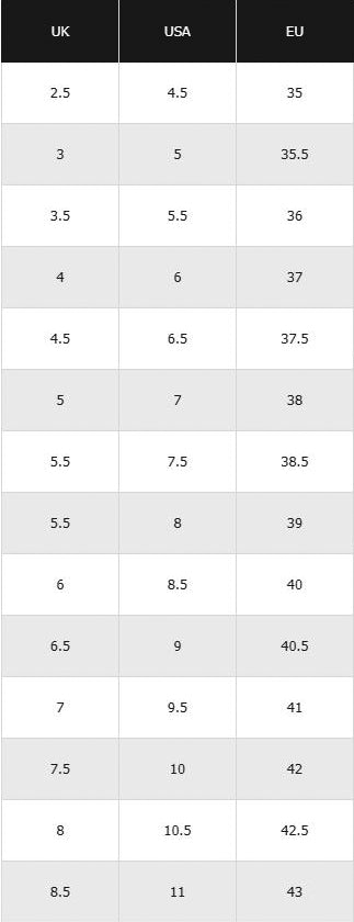 converse size chart women's