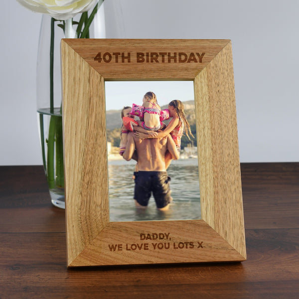 Personalised Wooden 4x6 40th Birthday Frame