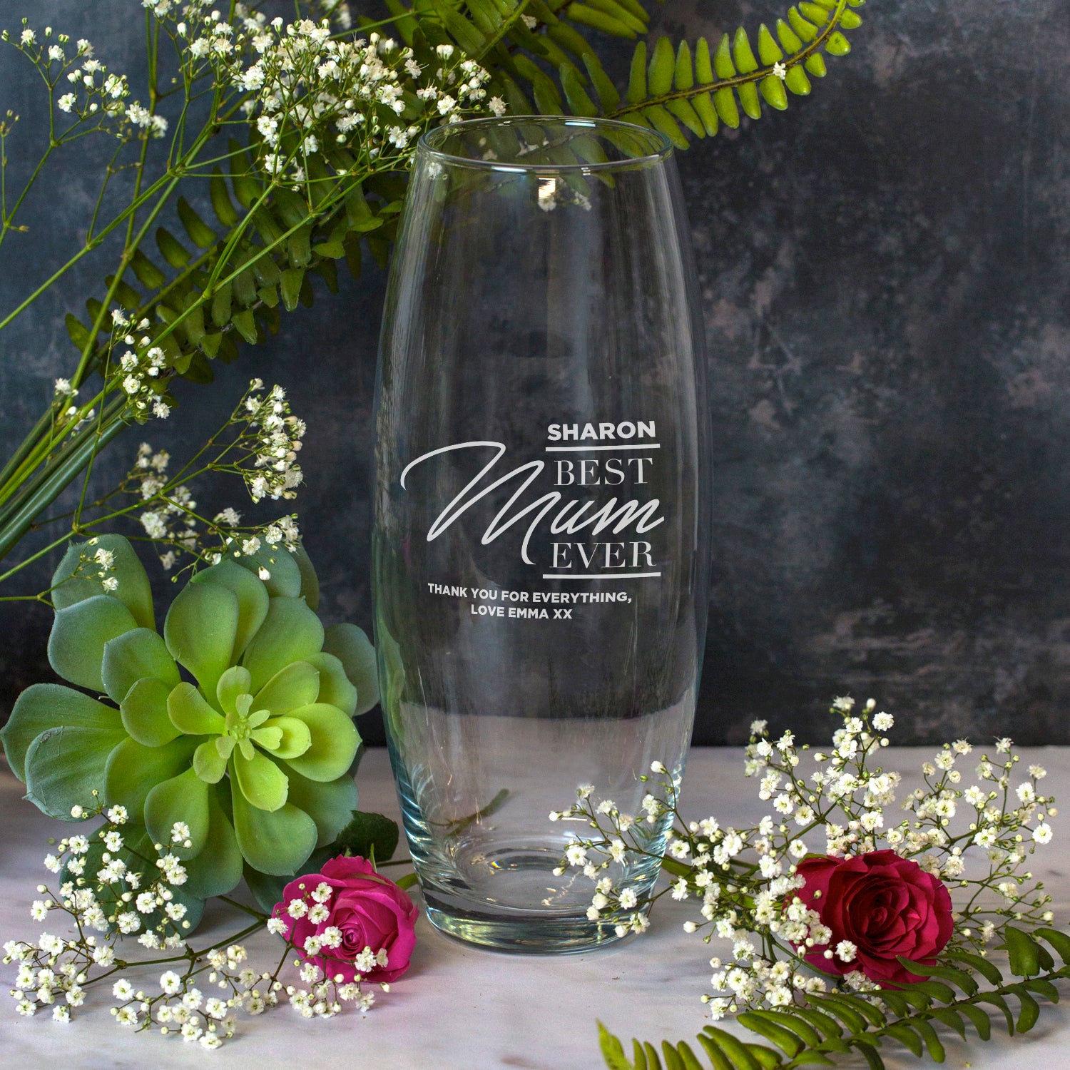 Personalised Best Mum Ever Glass Bullet Vase – Spoken Gifts