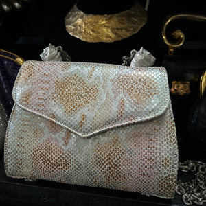 Twin Tigers Bag in Silver Snakeprint - Feather & Foxglove