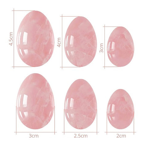 Tantra Yoni Egg in Rose Quartz from Brazil Grade A ++++ Kit 3 sizes