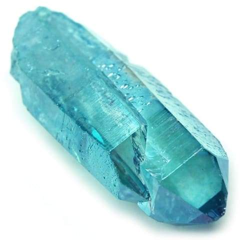 Pendentif moitié Cristal de roche / moitié Cristal Aqua-Aura monté sur Argent 925