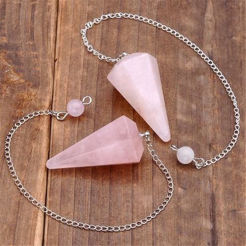 Rose Quartz Pendulum Mounted Silver Grade A +++