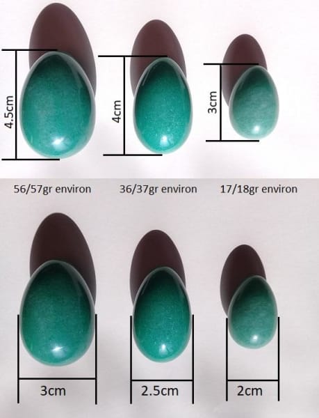 Tantra Yoni Egg in Green Aventurine from Brazil Grade A ++++ Kit 3 sizes