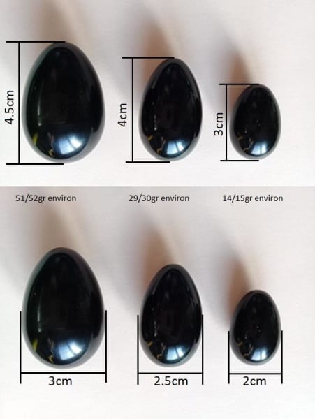 Tantra-Yoni-Ei aus schwarzem Obsidian aus Mexiko, Güteklasse A ++++, kleines Modell