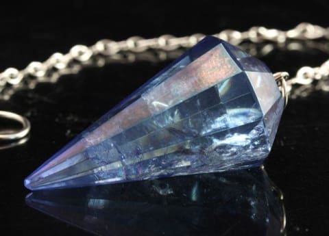 Aqua-Tanzine-Aura Crystal Pendulum mounted on 925 Silver Grade A ++++