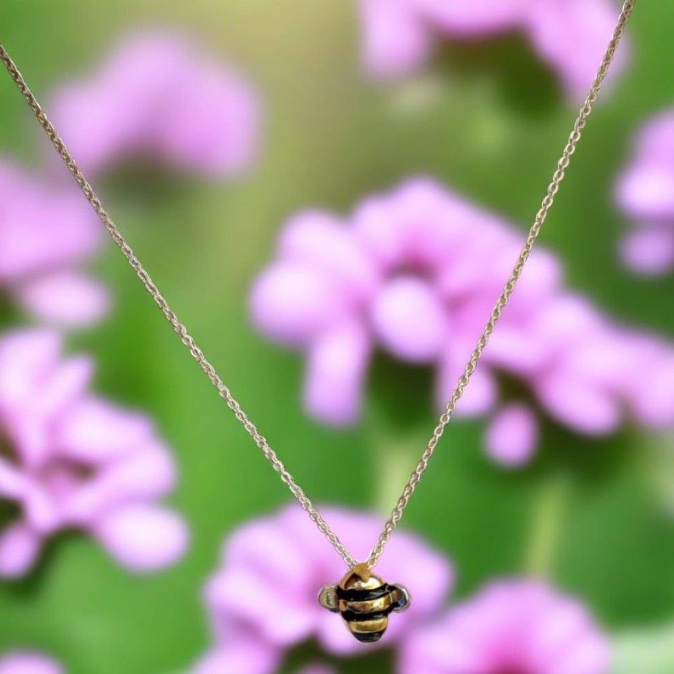 Bejeweled & Enameled Silver Bumble Bee dangle Earrings - Bee Gift