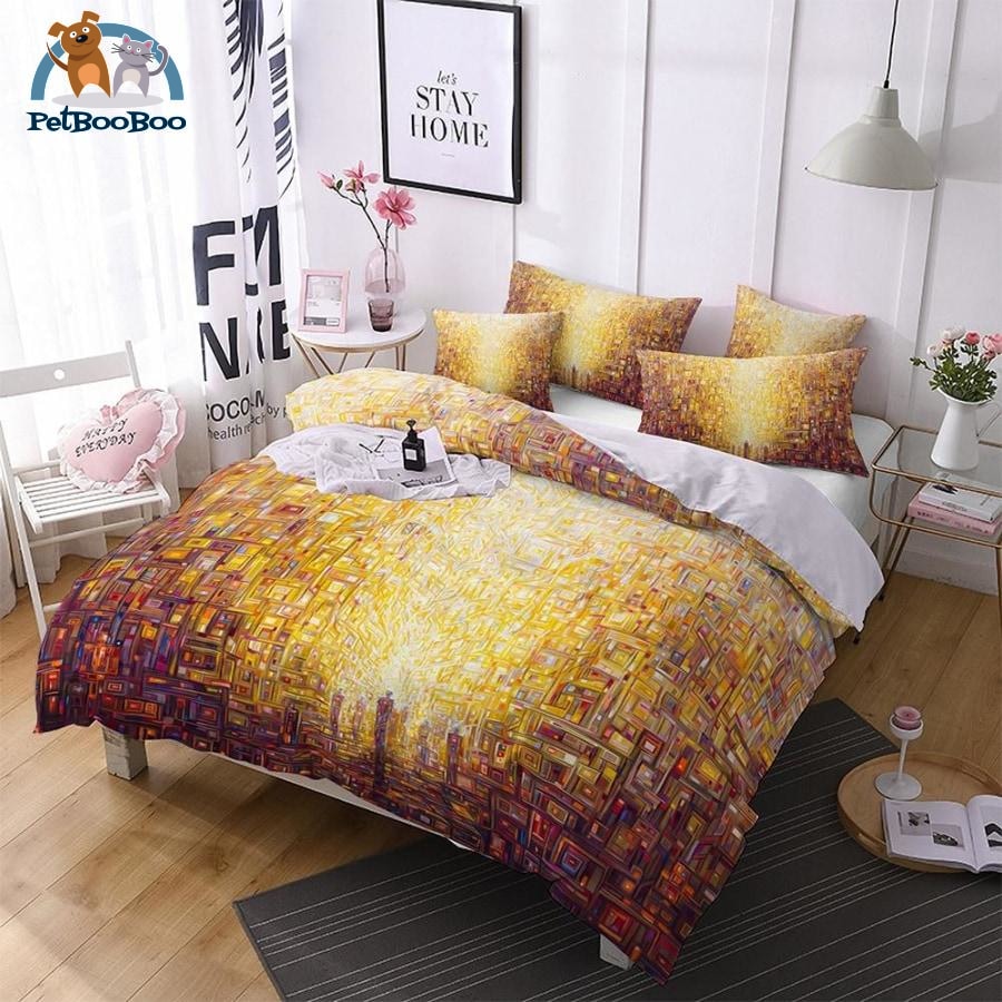 Golden Modern City Bedding Duvet Cover Set