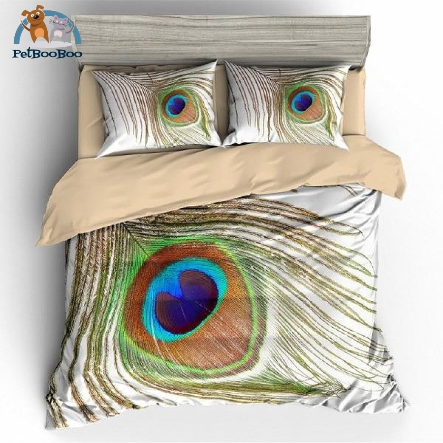 Peacock Feather Bedding Duvet Cover Set