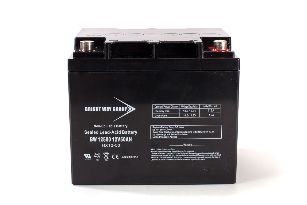 12V 50Ah Battery, Sealed Lead Acid battery (AGM), B.B. Battery EB50-12,  197x165x171 mm (LxWxH), Terminal I2 (Insert M6)