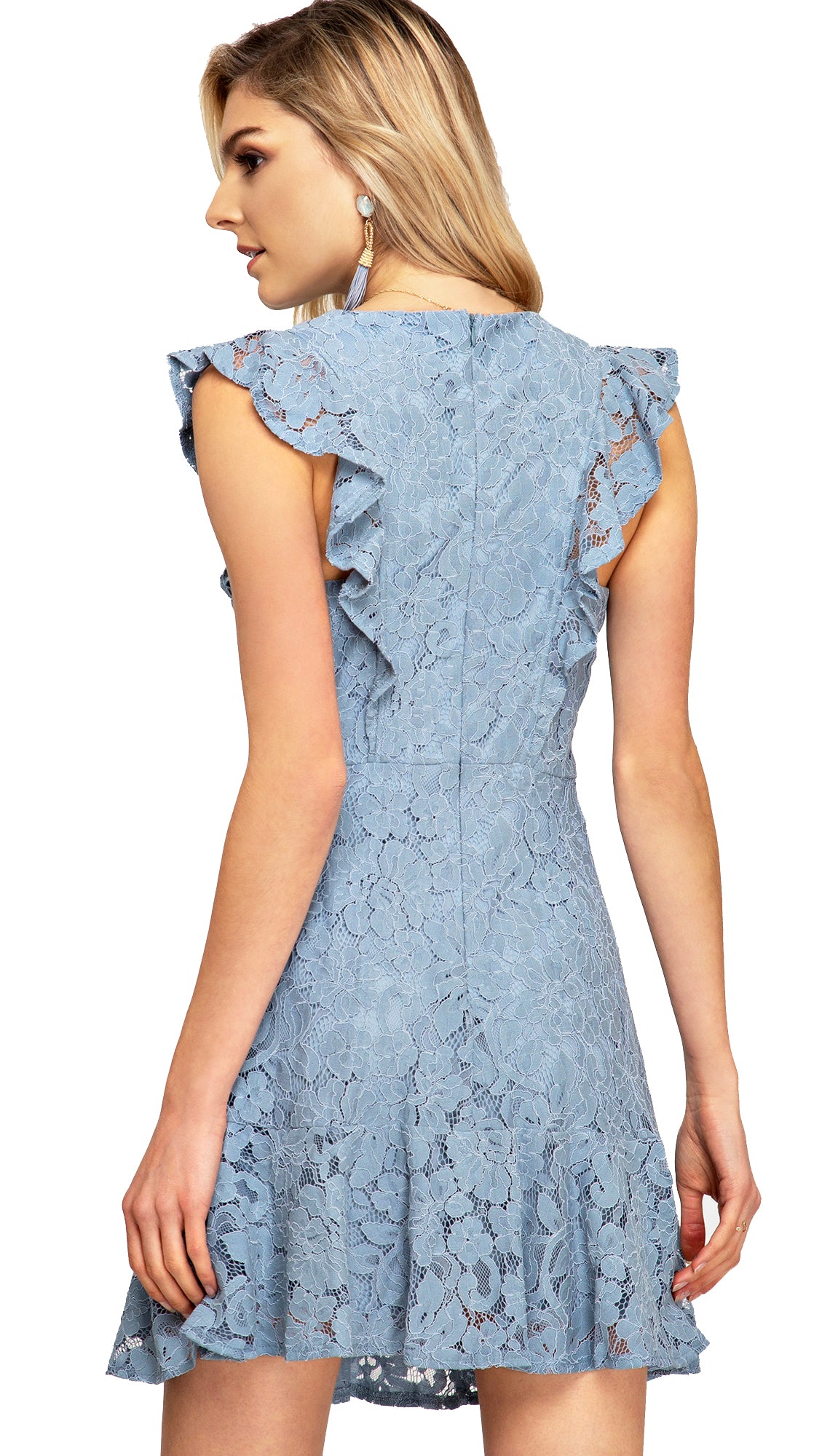 dusty blue lace dress