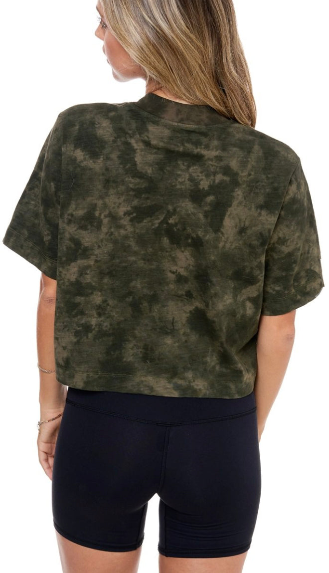 Mama Premium Dyed Cropped Tee- Moss
