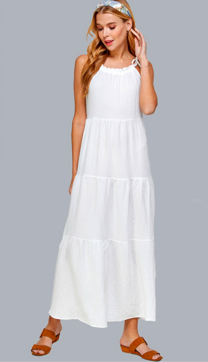 white tie shoulder maxi dress