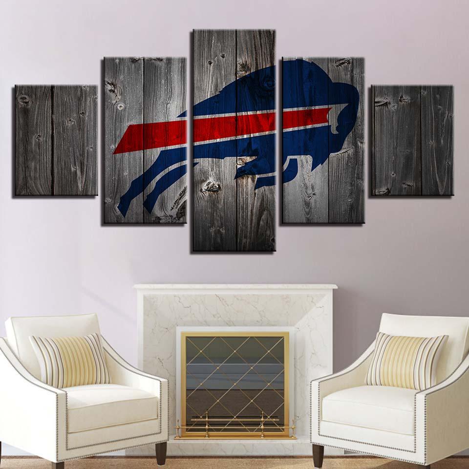 Buffalo Bills Canvas Logo Wall Art Decor Print Living Room 5 Panel Gentario