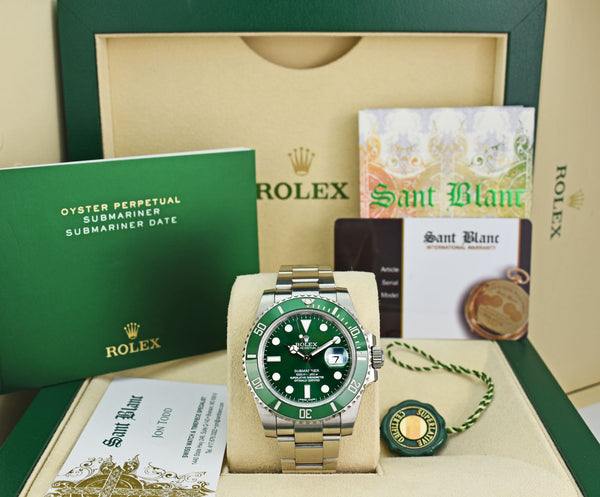 ROLEX 40mm Stainless Steel Submariner Green Ceramic Bezel - Hulk