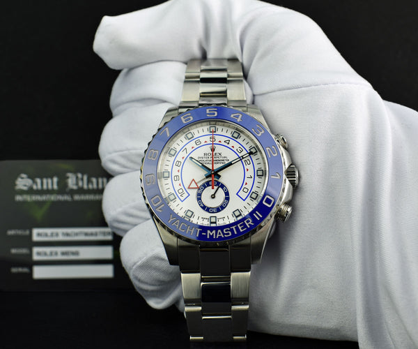 white and blue Strap for Rolex Yachtmaster II 44m