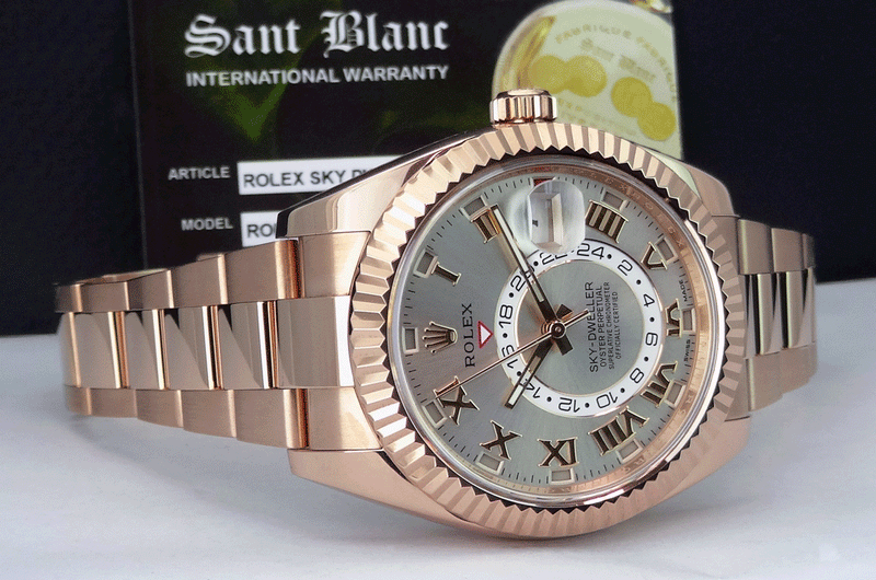 rolex sky dweller sundust dial 18kt everose gold mens watch 326935