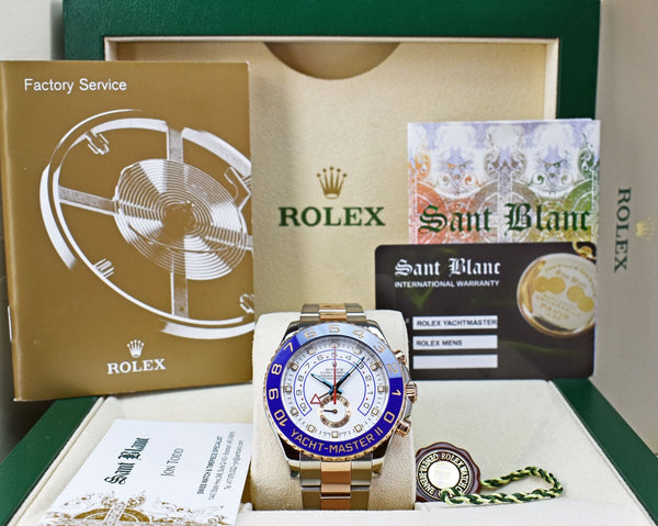 ROLEX 44mm 18kt Yellow Gold Yachtmaster II Blue Hands Model 116688 – Sant  Blanc