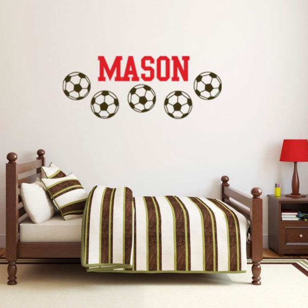 Soccer Name Wall Decal For Kids Soccer Decal Db165 Designedbeginnings