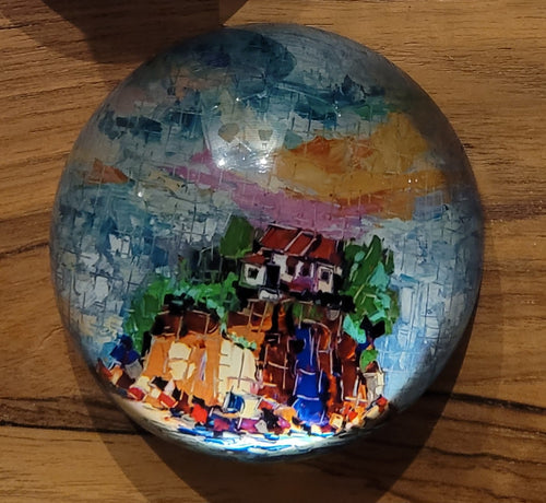 ISLAND GLASS PAPERWEIGHT