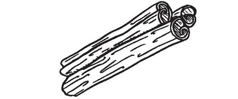 Black and white illustration of cinnamon sticks