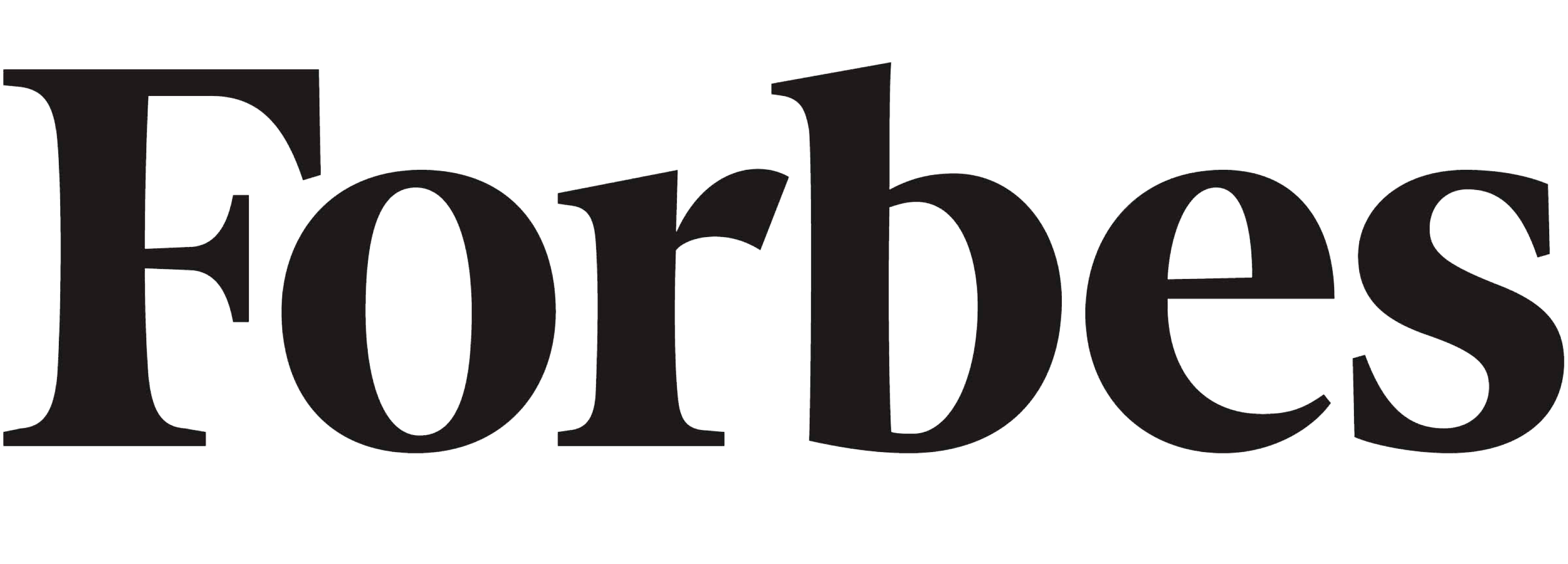 'Logo of Forbes magazine in black font on a transparent background.'