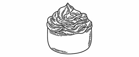 Black and white illustration of a scoopable wax melt