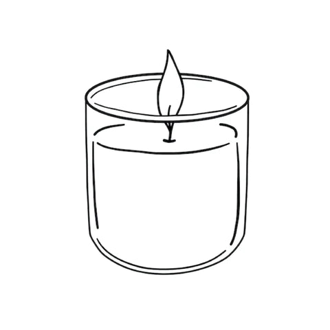 Black and white illustration of a candle