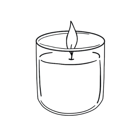 black and white illustration of a candle