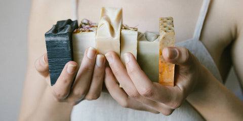 Handful of 6 homemade soap bars