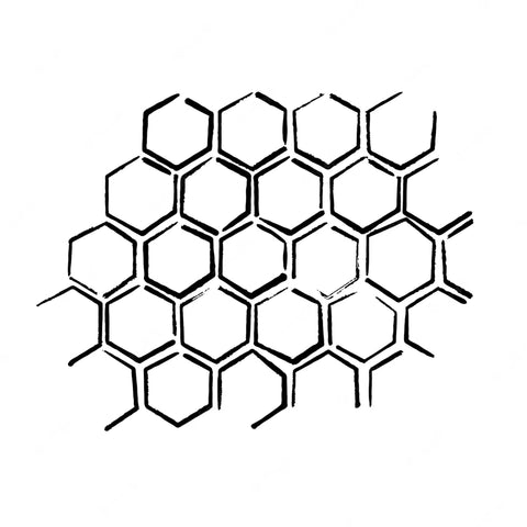 Black and white illustration of honeycomb