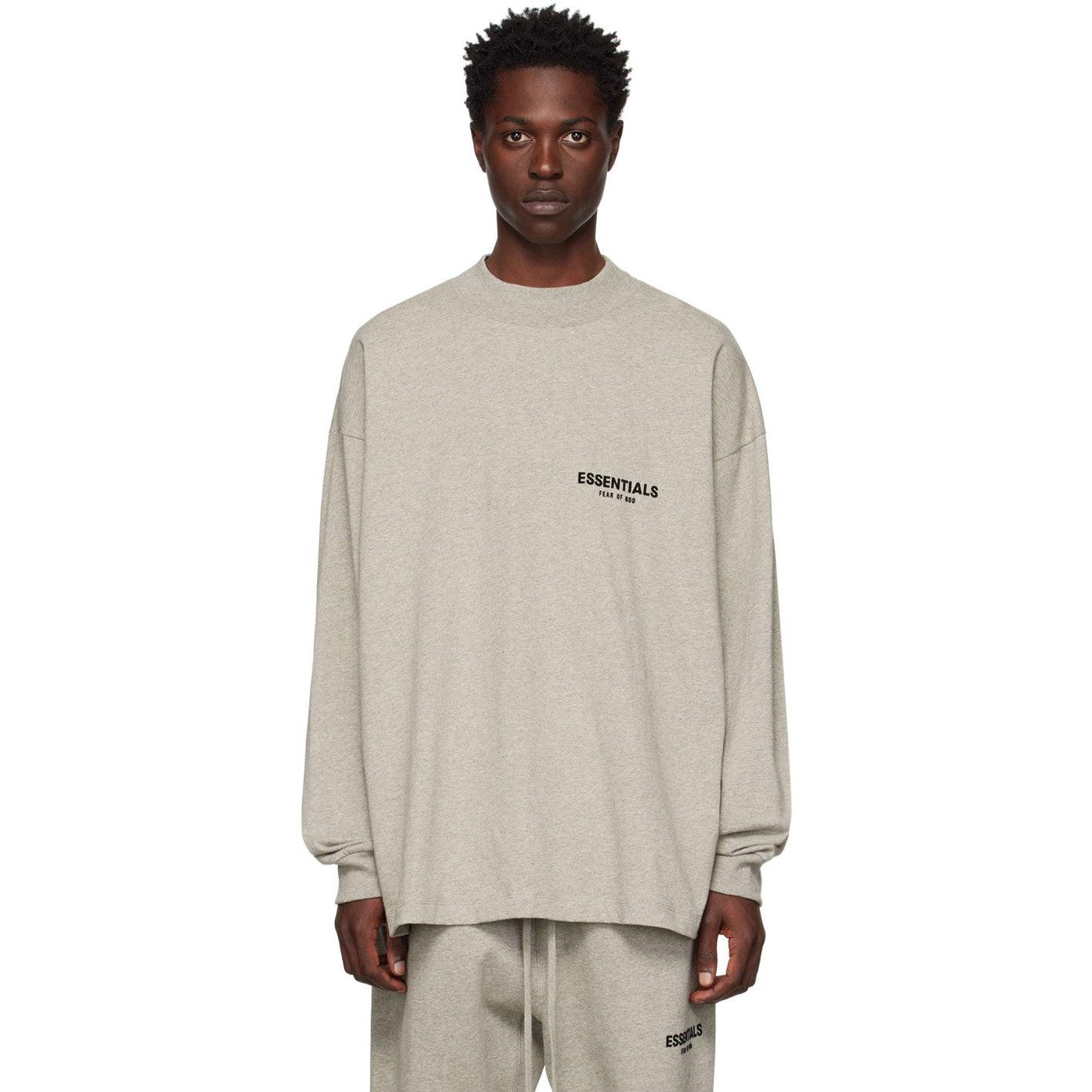 Fear Of God Essentials Long Sleeve T Shirt (Dark Oatmeal) - Waves Never Die