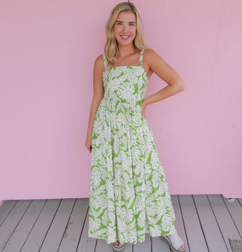 Karlie Palm Leaf Ibiza Tier Maxi Dress