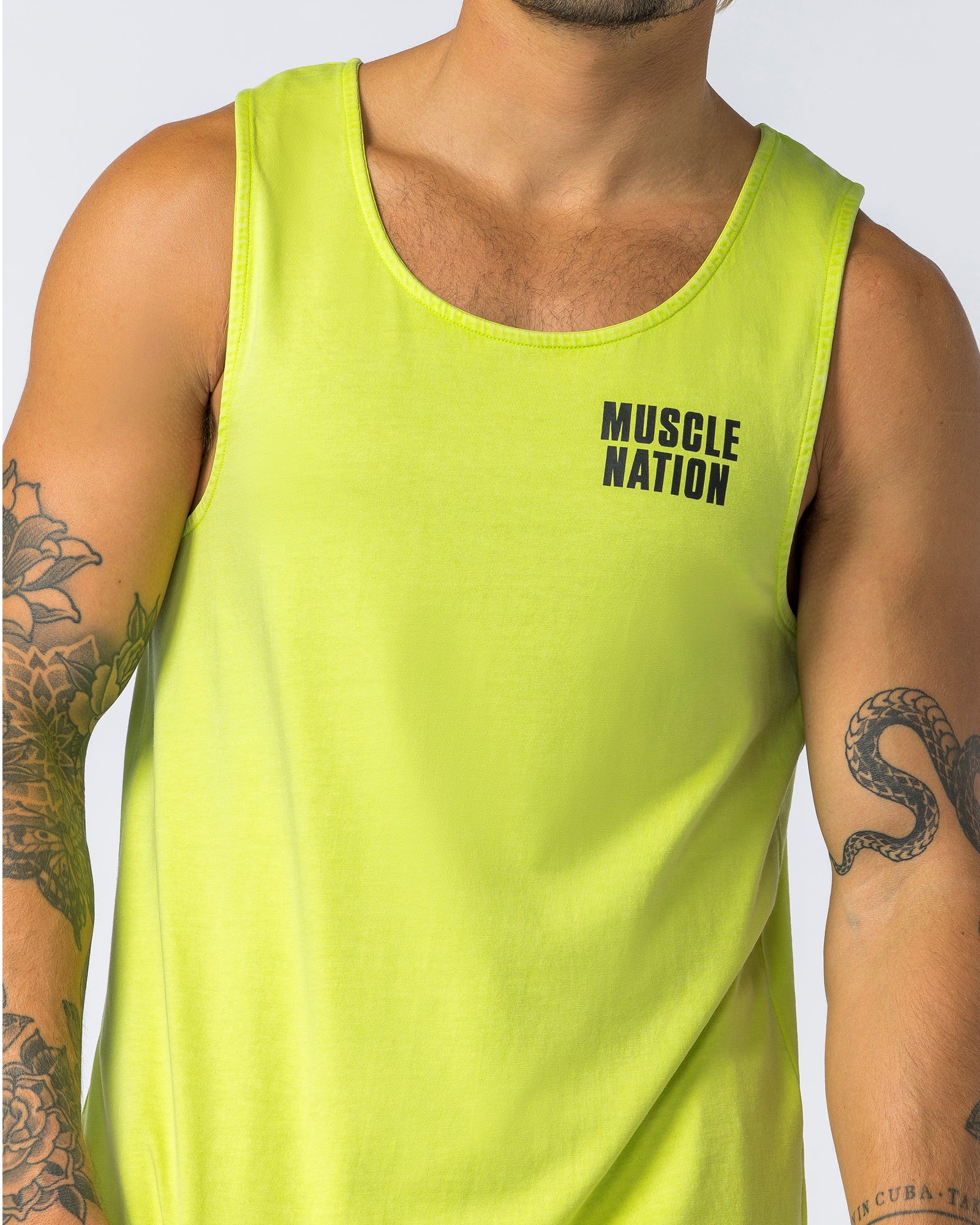 H Back Tank - Washed Cyber Lime