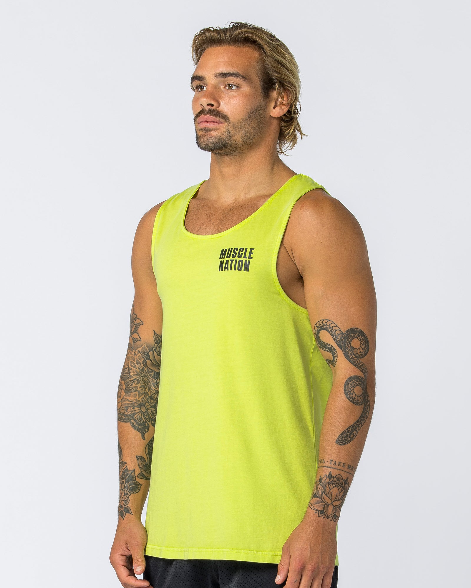 H Back Tank - Washed Cyber Lime