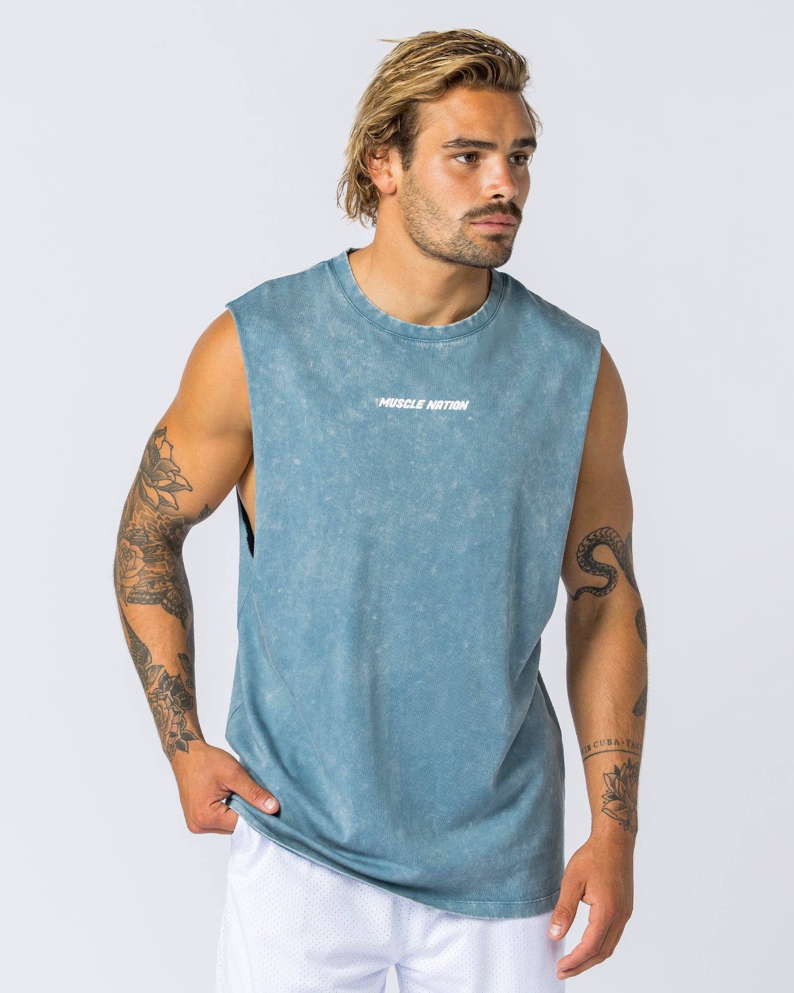 Boxy Vintage Tank - Washed Elemental Blue