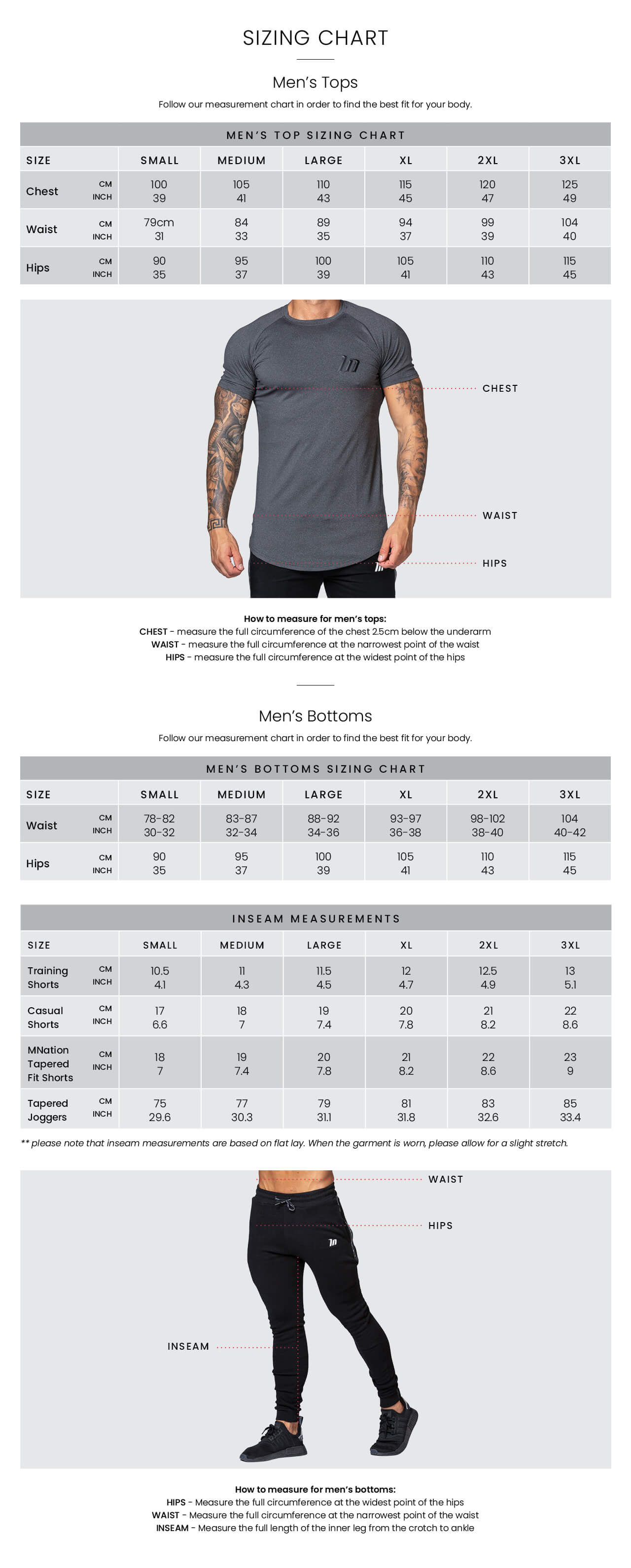 Muscle Nation Mens Size Chart