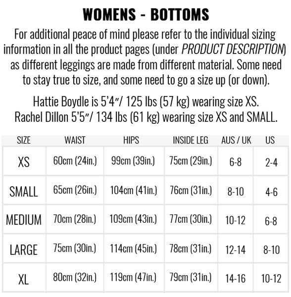 Lulu Tops Size Chart