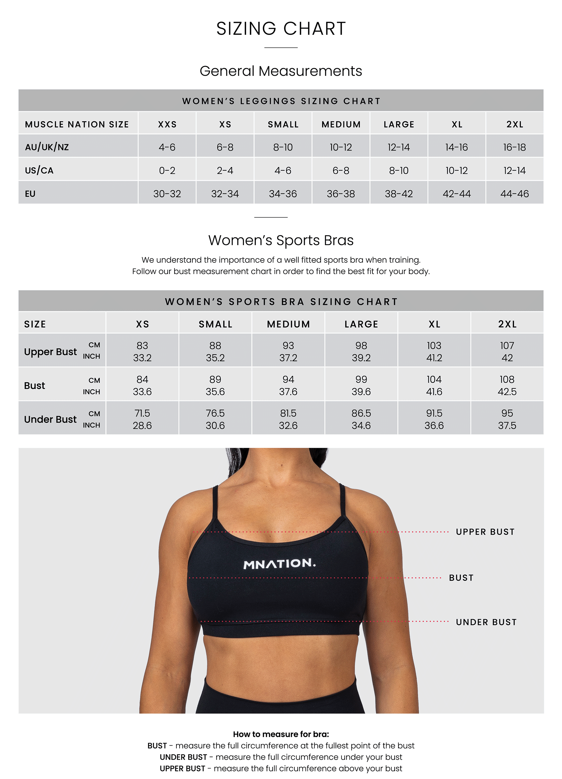 Size Charts - Muscle Nation