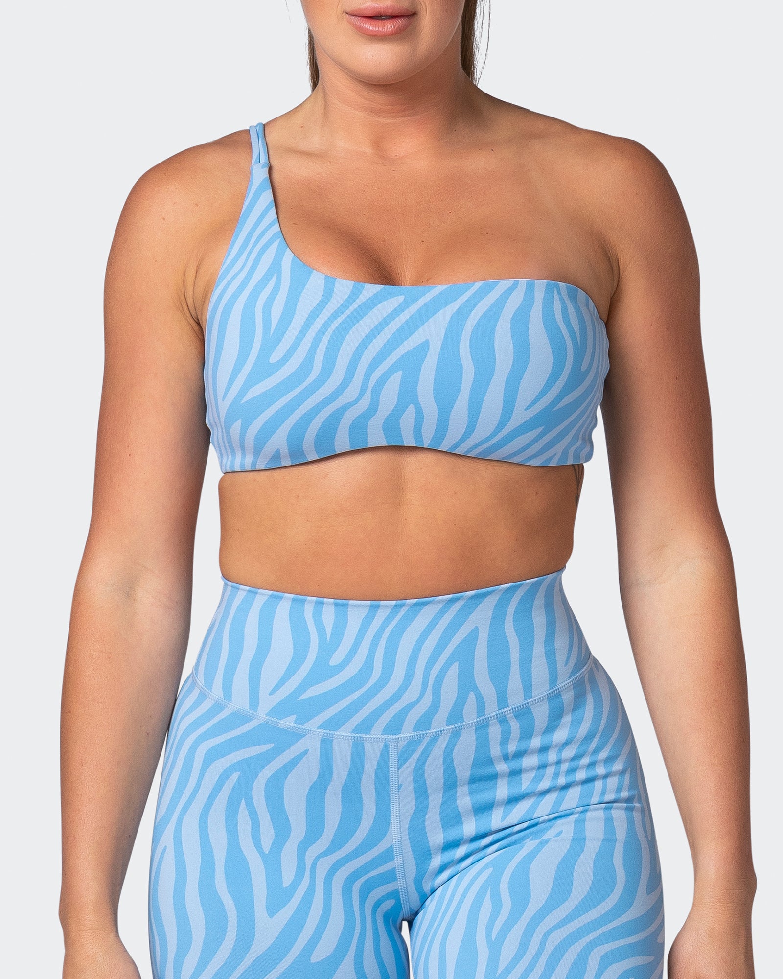 Movement One Shoulder Bralette - Alaska Zebra Print