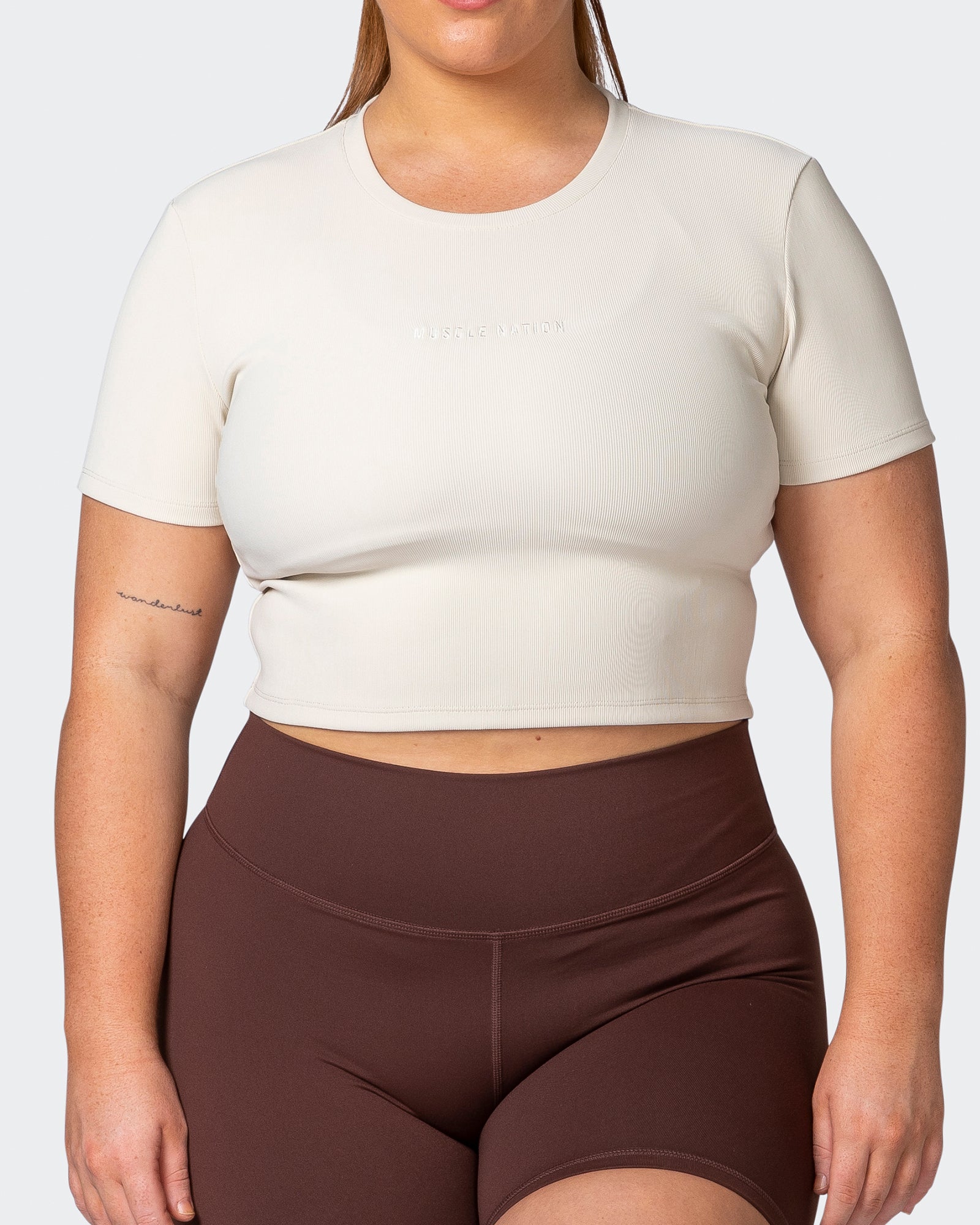 Off Duty Rib Cropped Tee - Cream