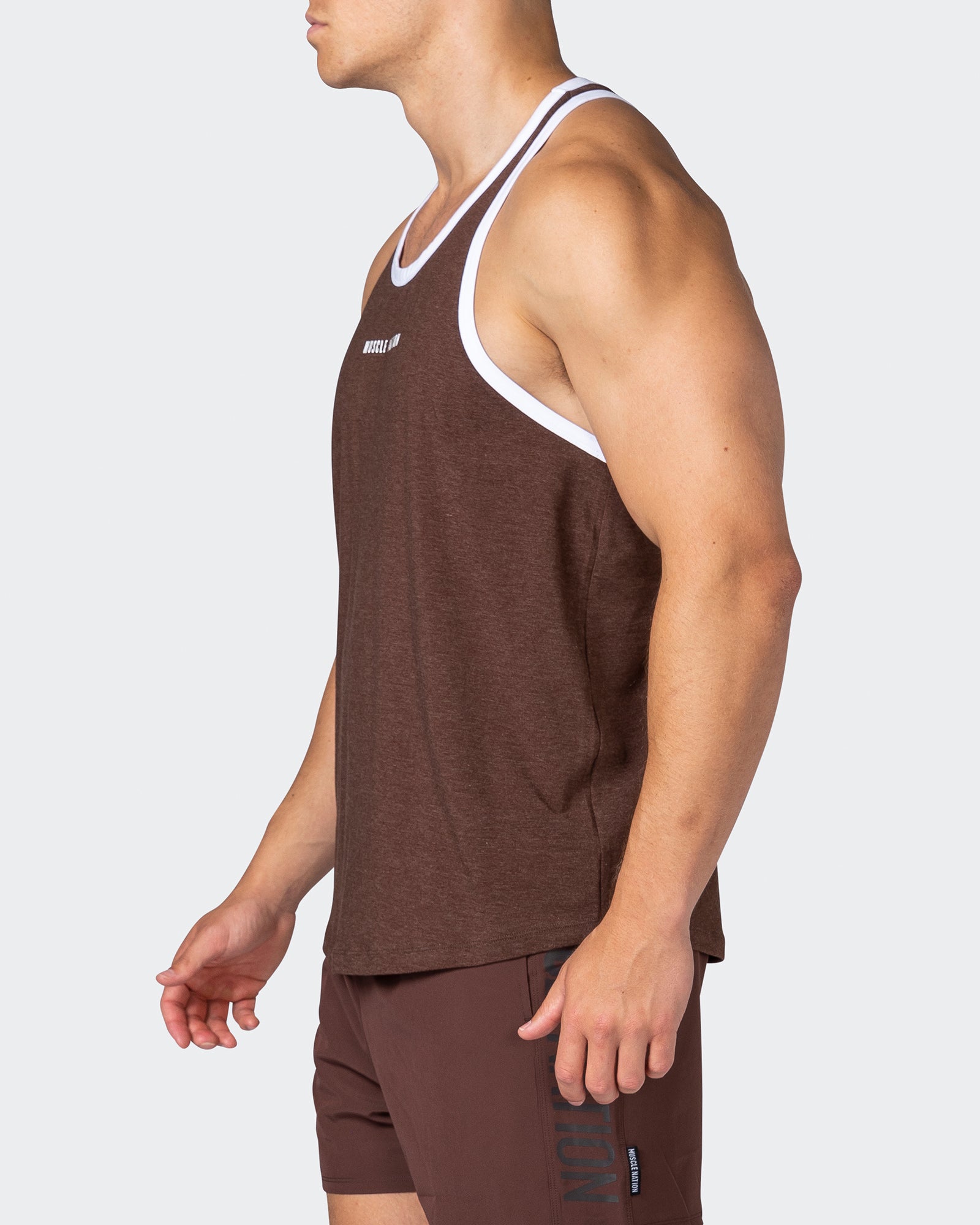 Striker Y Back Singlet - Coffee Marl