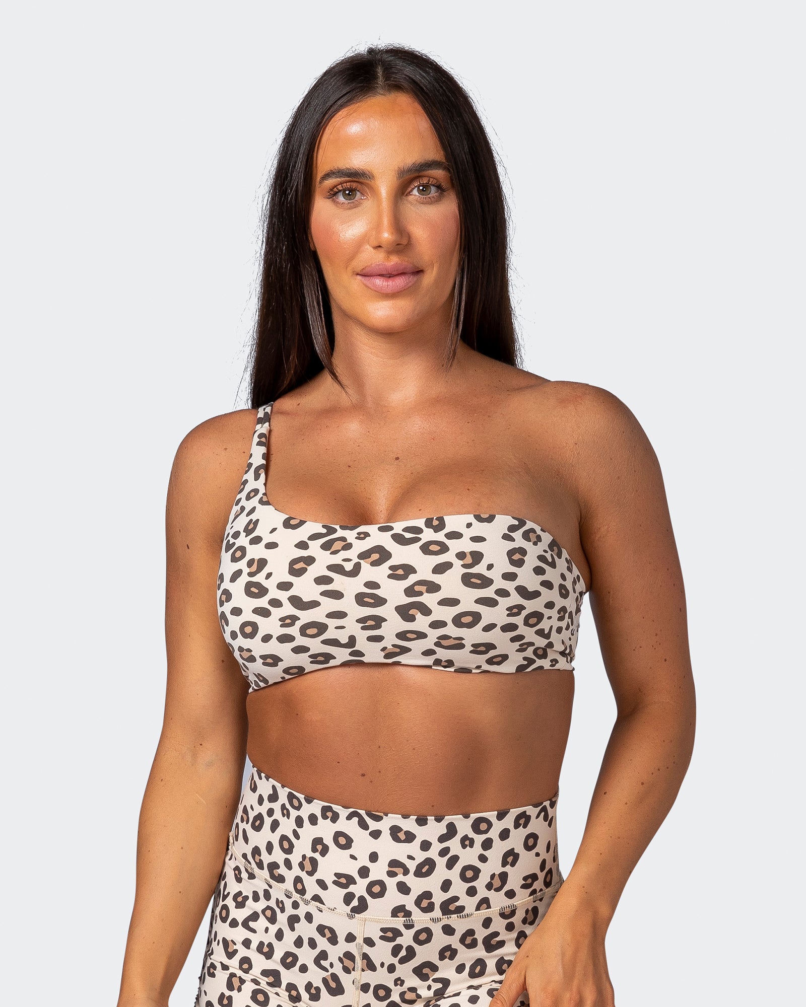 Movement One Shoulder Bralette - Cheetah Print