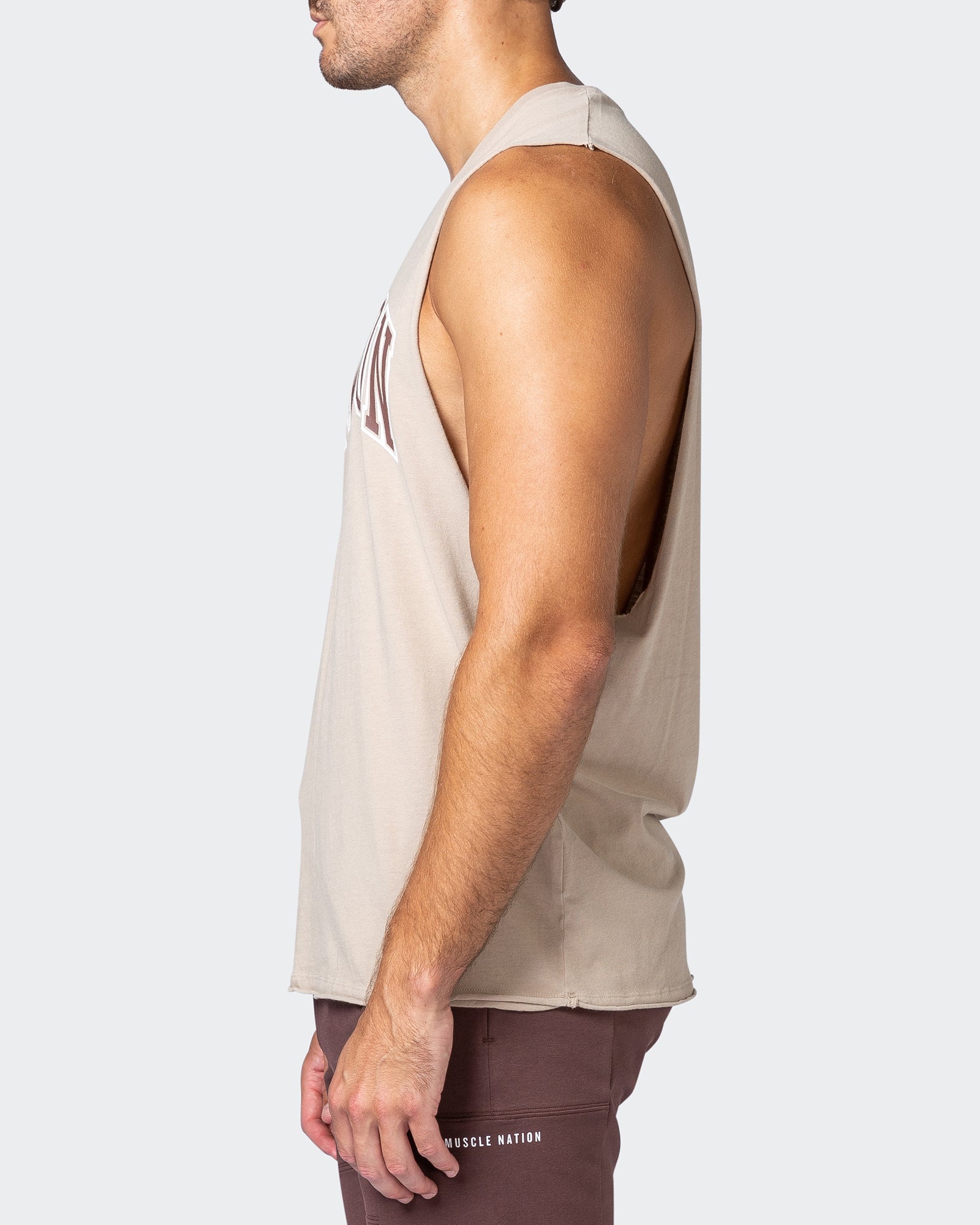 MNation Varsity Drop Arm Vintage Tank - Washed Bone